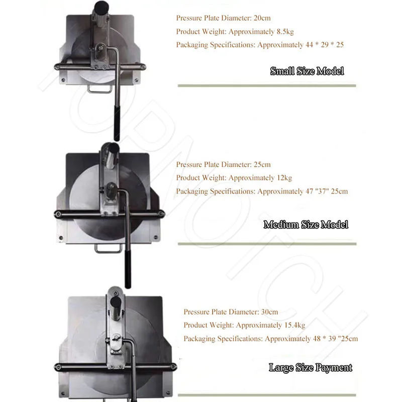 Commercial Manual Cake Flatten Flat Pressing Machine Hand Pita Bread Dough Press Equipment Pizza Dough Flattener Tool