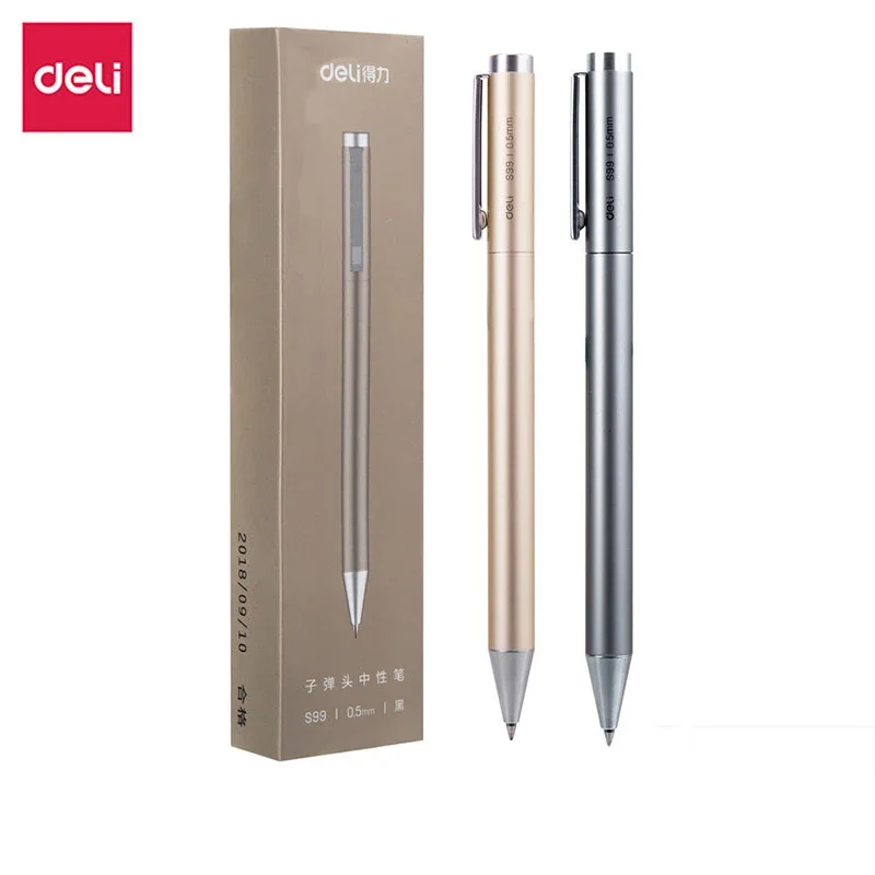 Deli Nusign Metall Zeichen Stift rotierenden Gel Stift glattes Schreiben 0,5mm schwarze Tinte feine Spitze langlebig für Business Office School