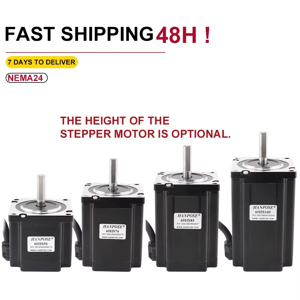 1.8 Degree Nema24 Stepper Motor 60HS56 60HS76 60HS85 1.5N.M 4.0A D8mm For Laser Grinding Foam Plasma Cutting Stepper Motor