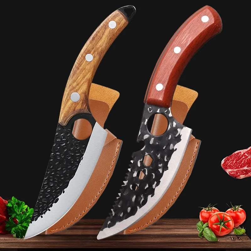 Kitchen Knives Stainless Steel Boning Knife Meat Cleaver Handmade Forged Chef\'s Knife for Household Wooden Handle Butcher Knife