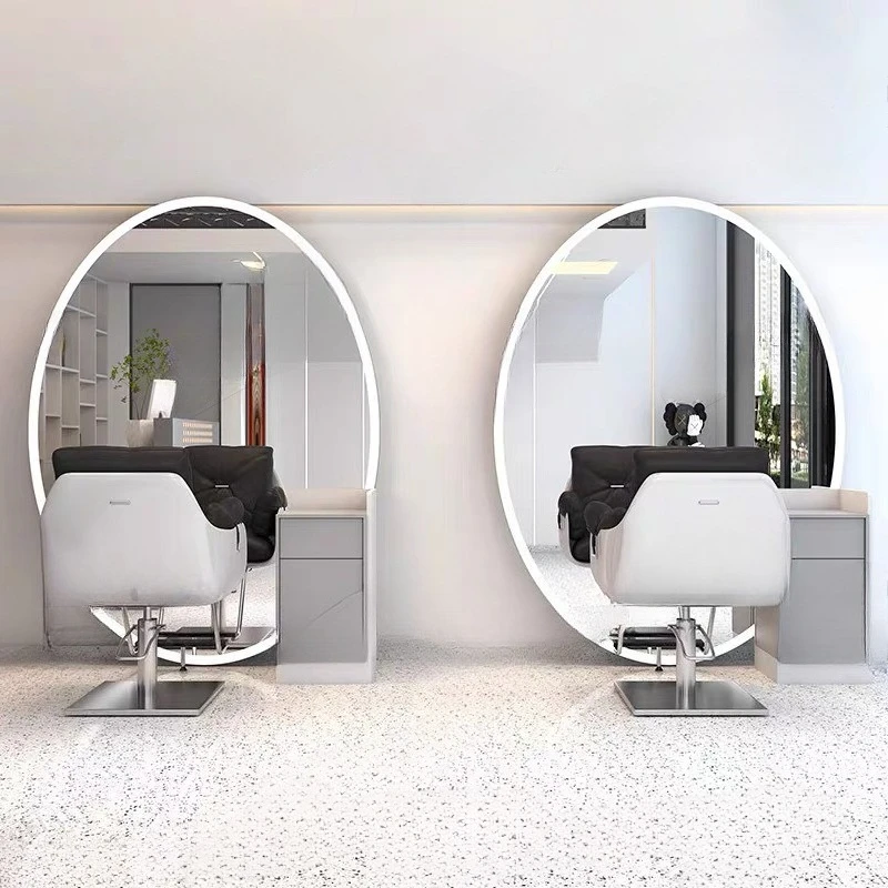 Hair mirror table LED light perm and dye single and double-sided barber shop hair salon