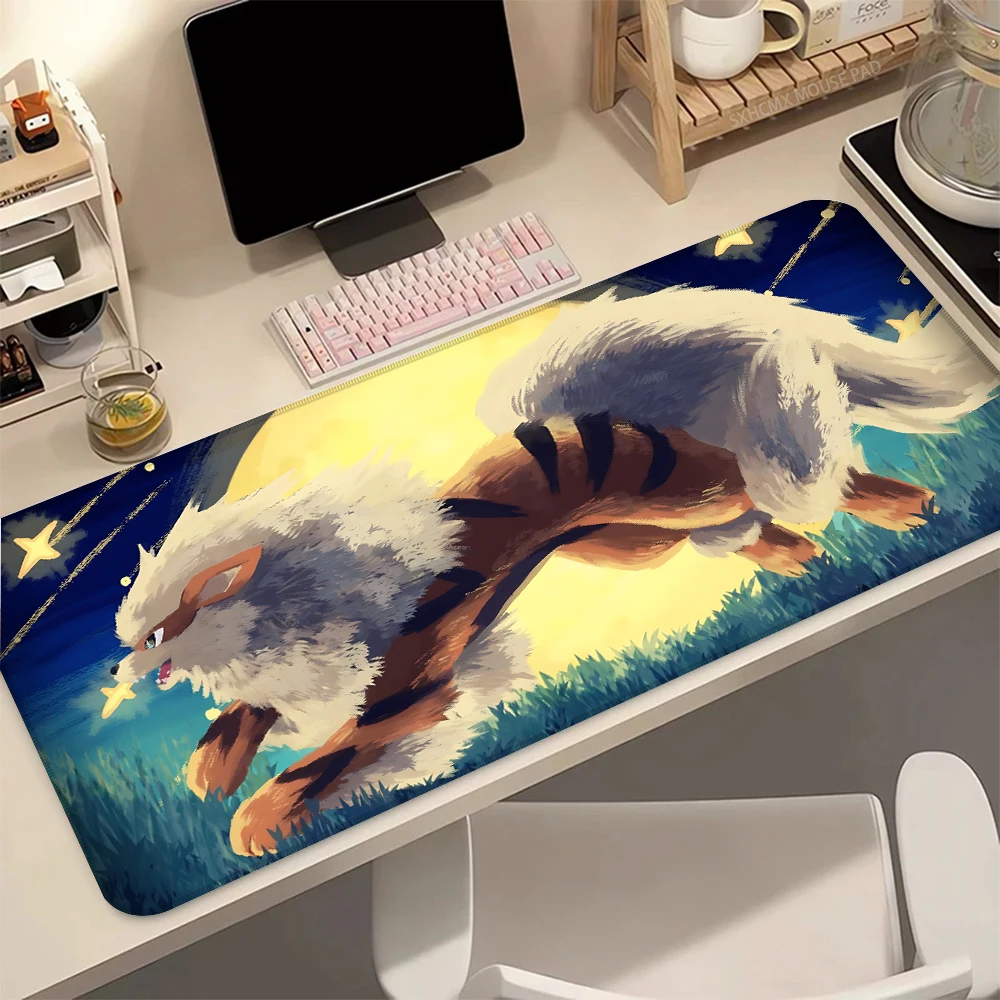 Cute Cartoon Mouse Pad Kawaii Anime P-Pokemon Arcanine Desk Mat Soft Smooth Table Pad for Office Laptop Computer for Desktop