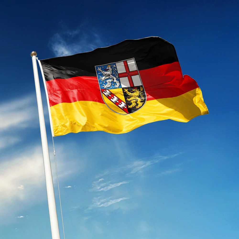 3x5 Ft Saarland Flag Vivid Color and Fade proof a State of Germany Flags Polyester with Brass Grommets