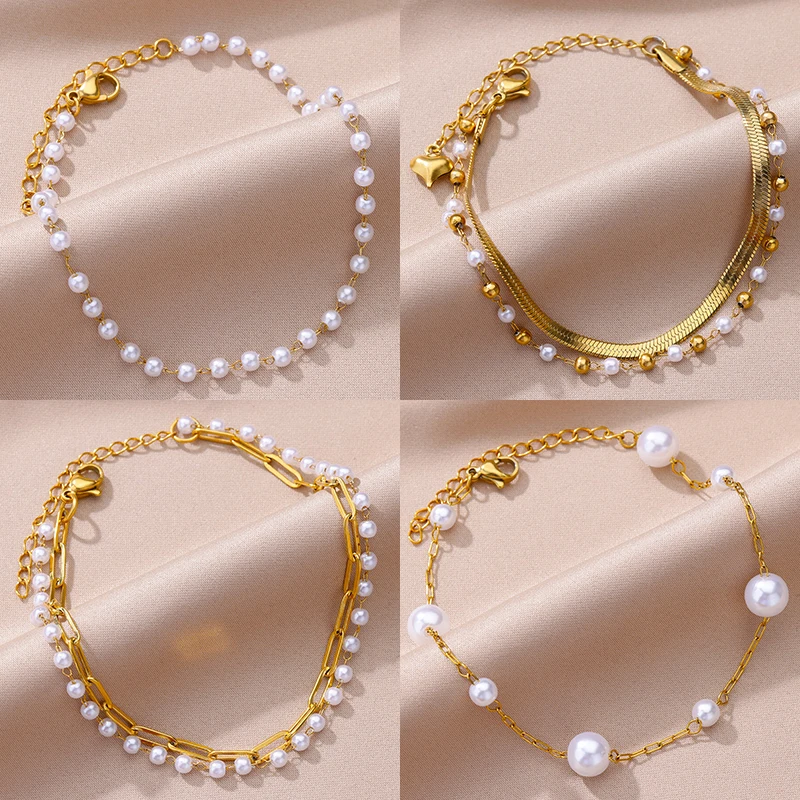 Женский браслет на ногу, браслет из нержавеющей стали под искусственную кожу