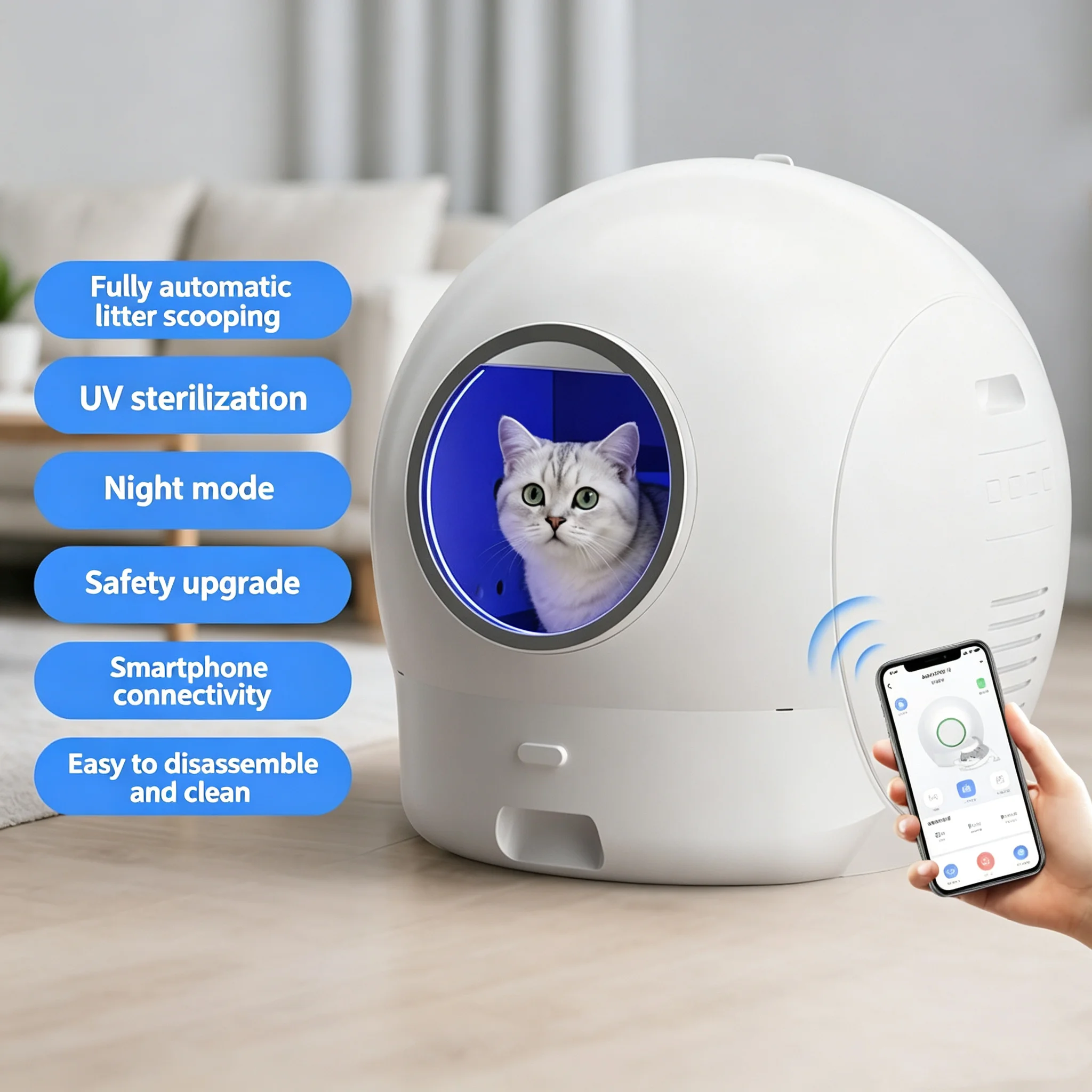Upgraded Automatic Smart Cat    Box Self Scooping Anti Splashing UV Sterilization Auto Cleaning Cat Toilet
