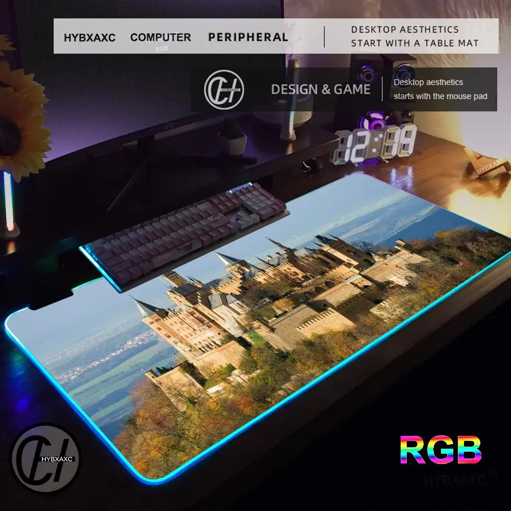 

Коврик для мыши Cologne Cathedral Германия, игровой коврик для мыши RGB, настольный коврик HD Gamer, большой светодиодный светильник, коврики для мыши XXL, ковер для ПК, компьютера
