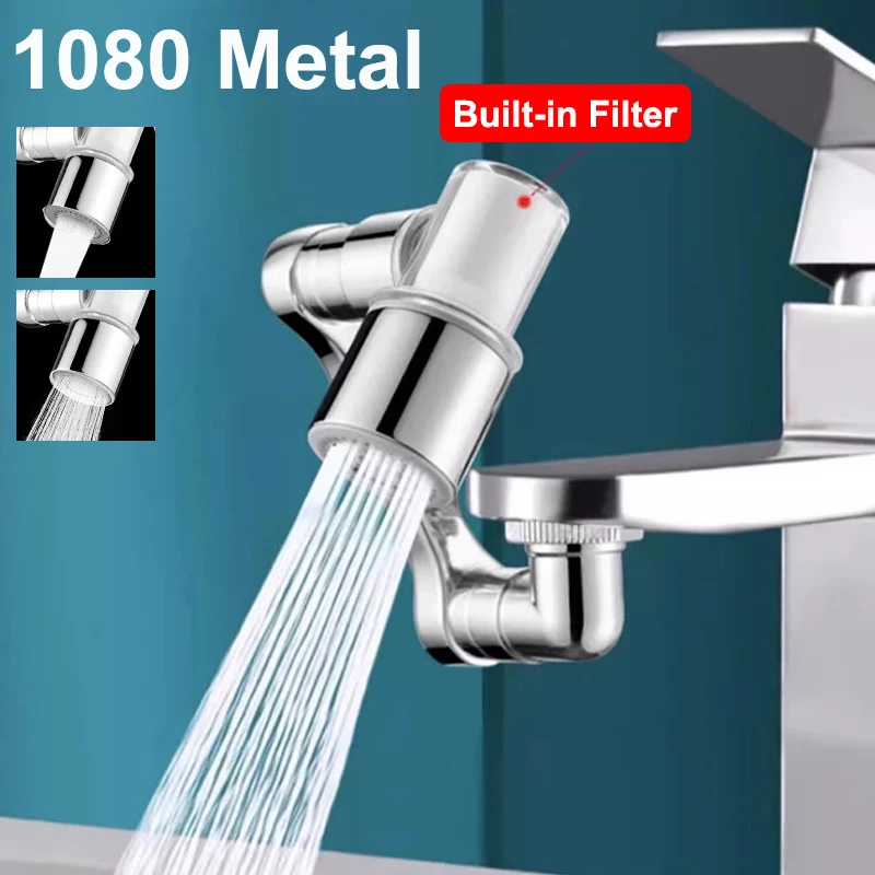 

New Filter Water Kitchen Faucet Extender 2 Modes 1080° Rotating Metal Anti-Splash Filtered Sink Tap Aerator Faucet Extension