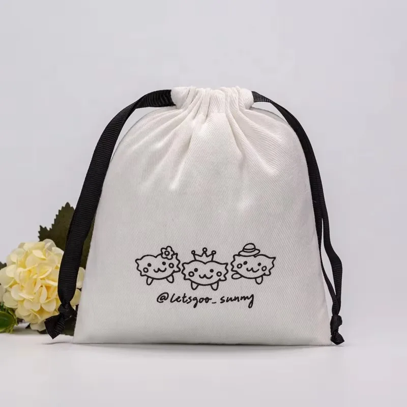 

Custom logo natural twill cotton drawstring bags jewelry bags gift bags wedding party pouch