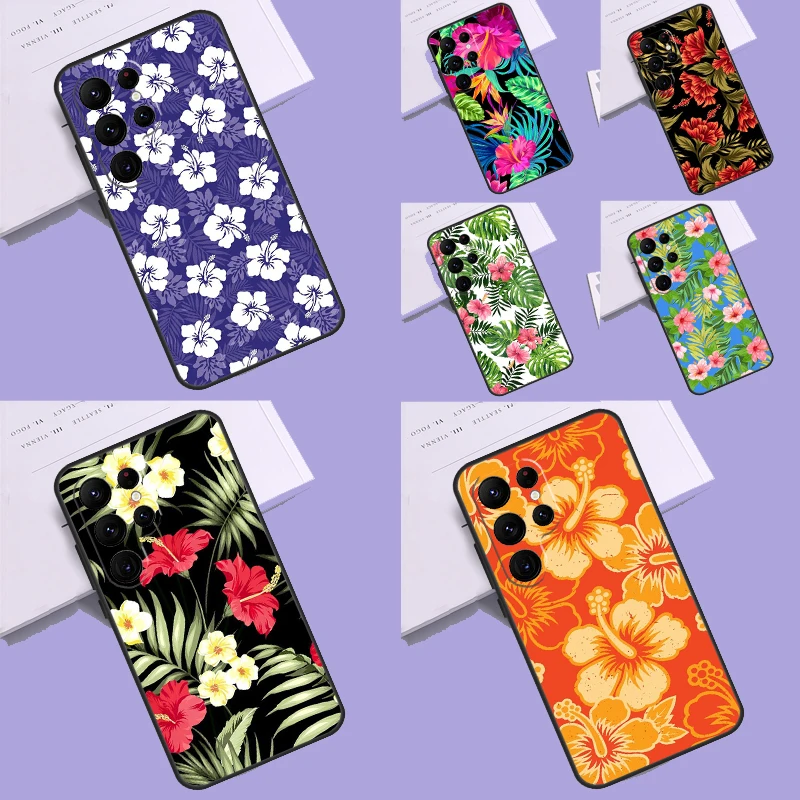 Hibiscus Flowers Floral Hybrid Case For Samsung Galaxy S23 Ultra S20 FE S21 S22 S23 Plus S8 S9 S10 Note 10 20 Ultra Cover