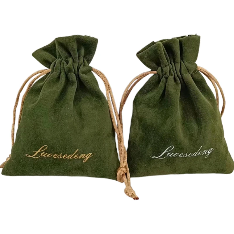 

Green Velvet Gift Bags 3x4in 4x6in pack of 50 Eyelashes Makeup Drawstring Pouches Jewelry Logo Dust Sack