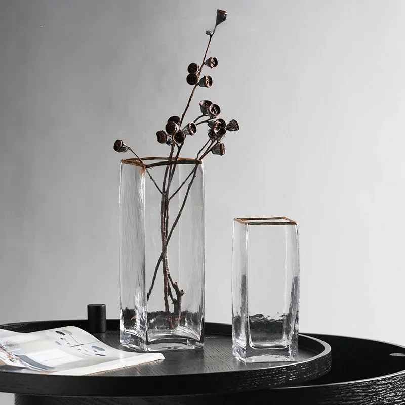 

Home is simple, Nordic, natural, gold painted, transparent glass vase, creative, household, mouth watering, flower culture