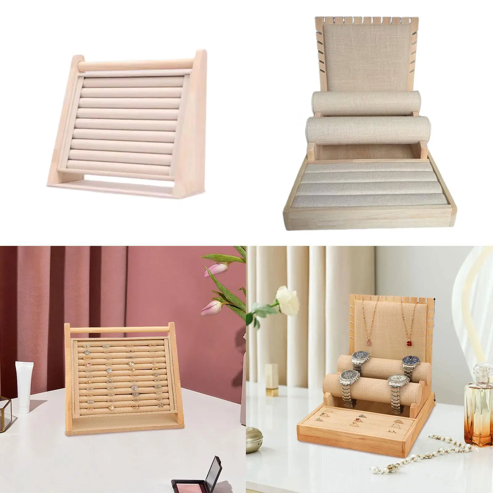 

Wooden Jewelry Storage Stand,Display Board Rack,Home Decoration,Holder,Organizer for Desktop,Counter,Dresser,Rings Displaying