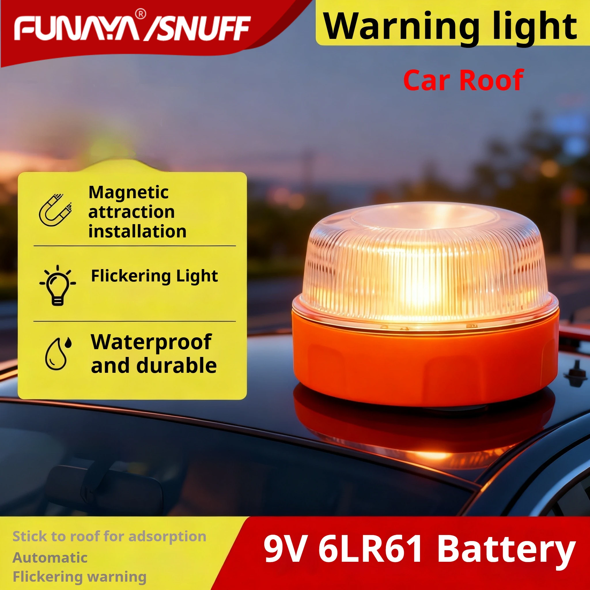

Car Warning Light Magnetic Traffic Barrier Emergency Flashlight - Super Bright LED White Light for Roadside Rescue
