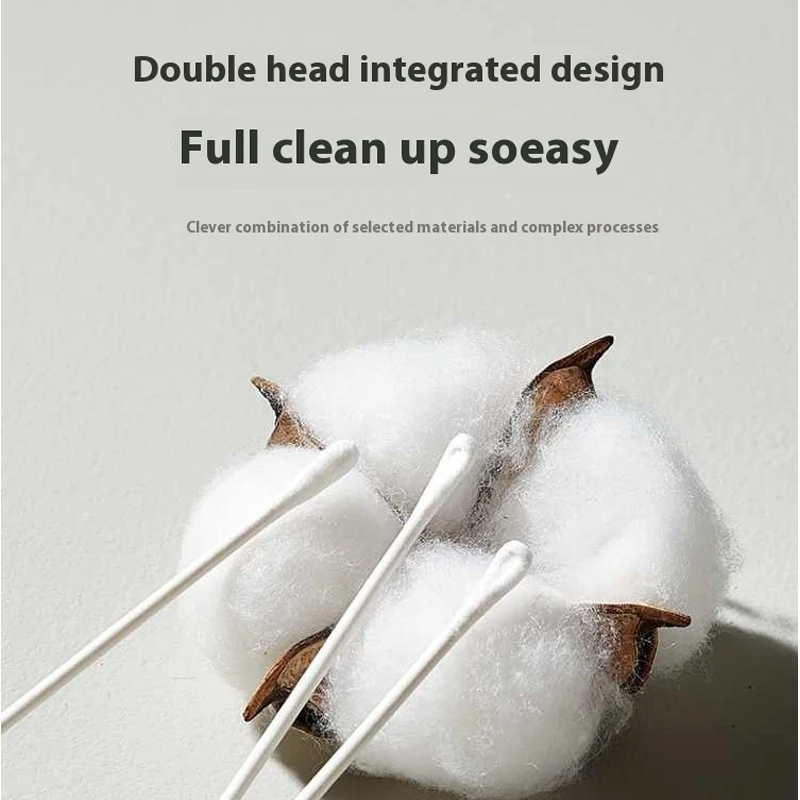200 قطعة من مسحات القطن للأطفال مزدوجة الأطراف مسحات قطنية معقمة رأس حلزوني للأذن والأنف عصا تنظيف متعددة الوظائف