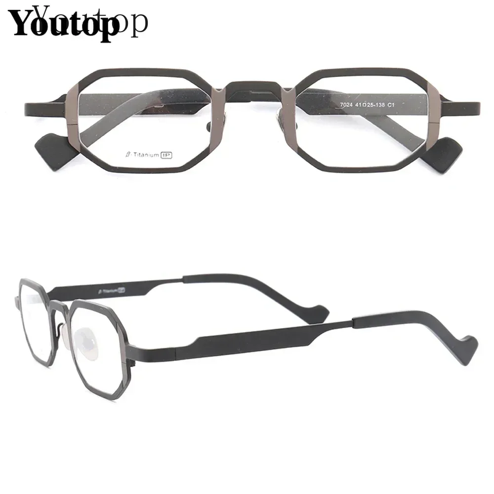 

Ретро мужские квадратные очки в оправе женские оптические оправы для очков из чистого титана светло-металлические восьмиугольные прямоугольные очки по рецепту