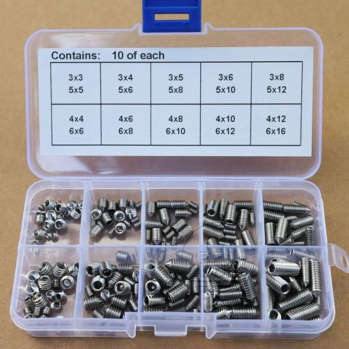 

200Pcs Stainless Steel M3 M4 M5 M6 Cone Point Allen Head Hex Socket Screws Bolts