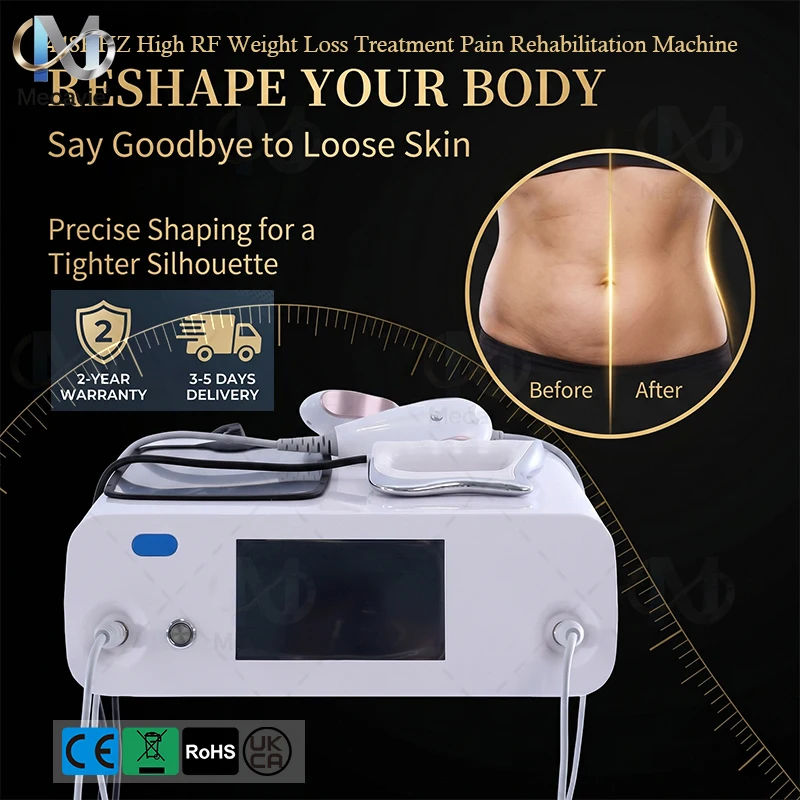 Appareil de physiothérapie à haute fréquence 448 KHz pour thérapie thermique profonde, 500 W, haute puissance, pour la réduction de la douleur par résonance cellulaire, la rééducation, le remodelage corporel, la réduction des graisses, le lifting facial, l'anti-âge, le raffermissement de la peau, pour usage en salon, spa, clinique, avec 4 sondes
