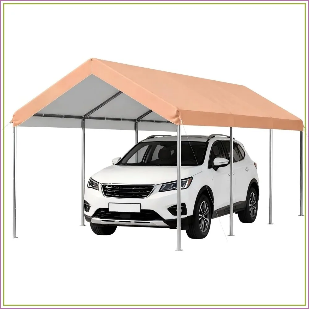 10x15 ft Carport Canopy Heavy Duty, Reinforced Frame, Stakes Outdoor Shelter for Cars, Boats, Trucks