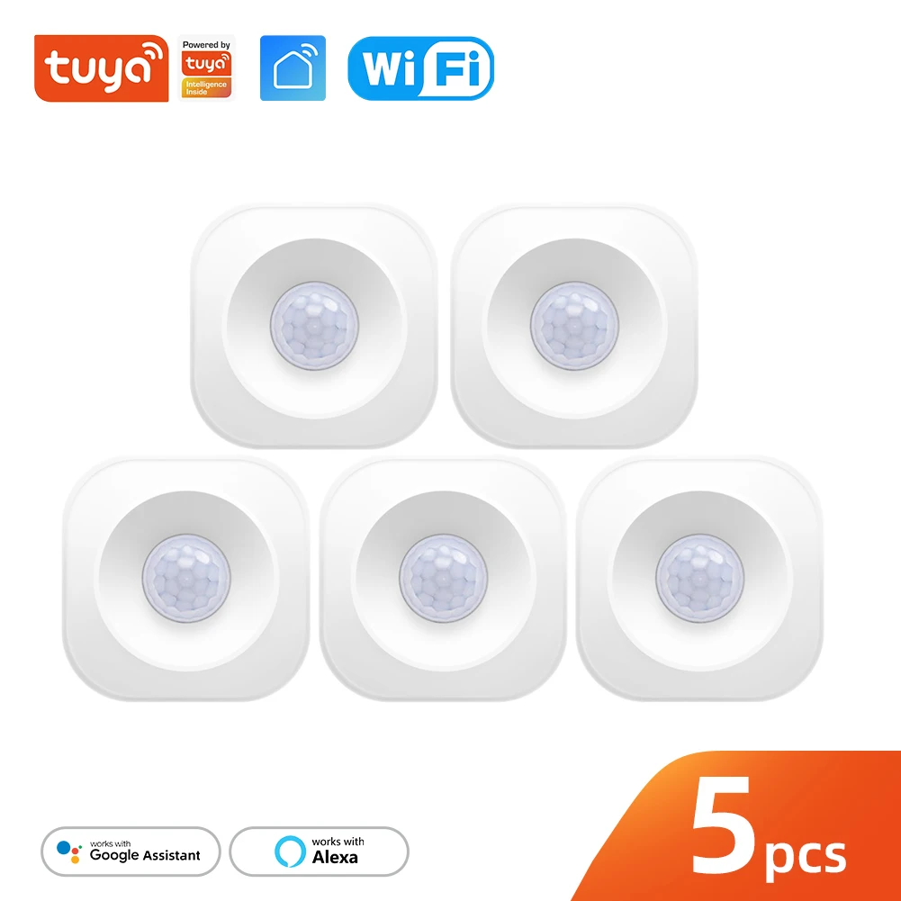 1~5PCS Tuya WIFI PIR Motion Sensor Detector Movement Alarm Smart Life APP Wireless Home Automation System Work with Alexa