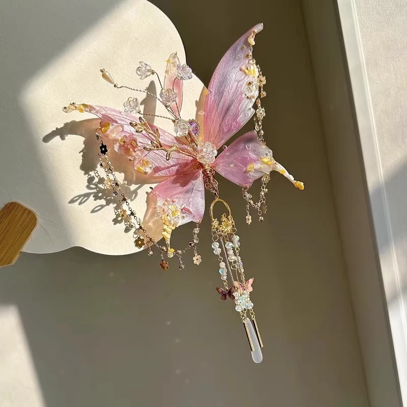Super Fairy Elf Haarschmuck Waldstil Schönheit Schmetterling Hanfu Kopfbedeckung Nationaler Stil Su Border Clip – Detail 2