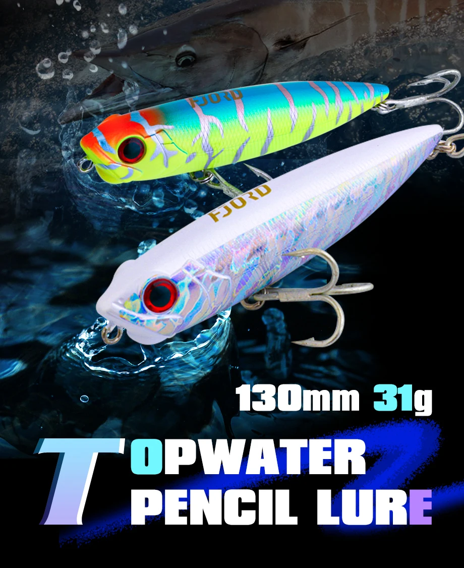 FJORD 31g Bleistift Angeln Köder 130mm Topwater Süßwasser Gefälschte Köder Oberfläche Harte Meer Künstliche Köder Fisch Ausrüstung für Angeln – Detail 1