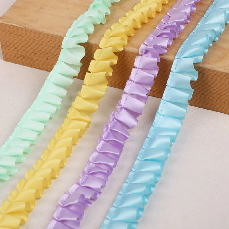 3Yards Ruffle Unilateral Satin Ribbon Trim 40mm Sewing Wed Doll Dress Craft  Applique DIY Sewing Crafts Home Decoration Supplies