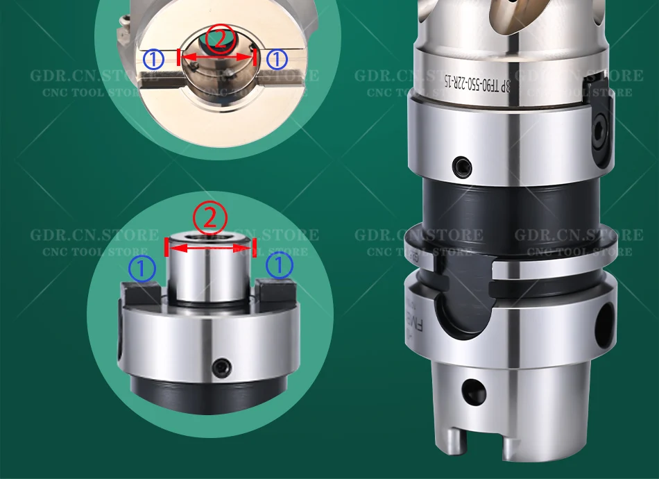 GDR HSK HSK50 HSK50A HSKA50 HSK50E FMB22 FMB27 Werkzeughalter passend zu BAP300R 400R EMR MFWN900 FMB Werkzeughalterhalterung – Detail 9