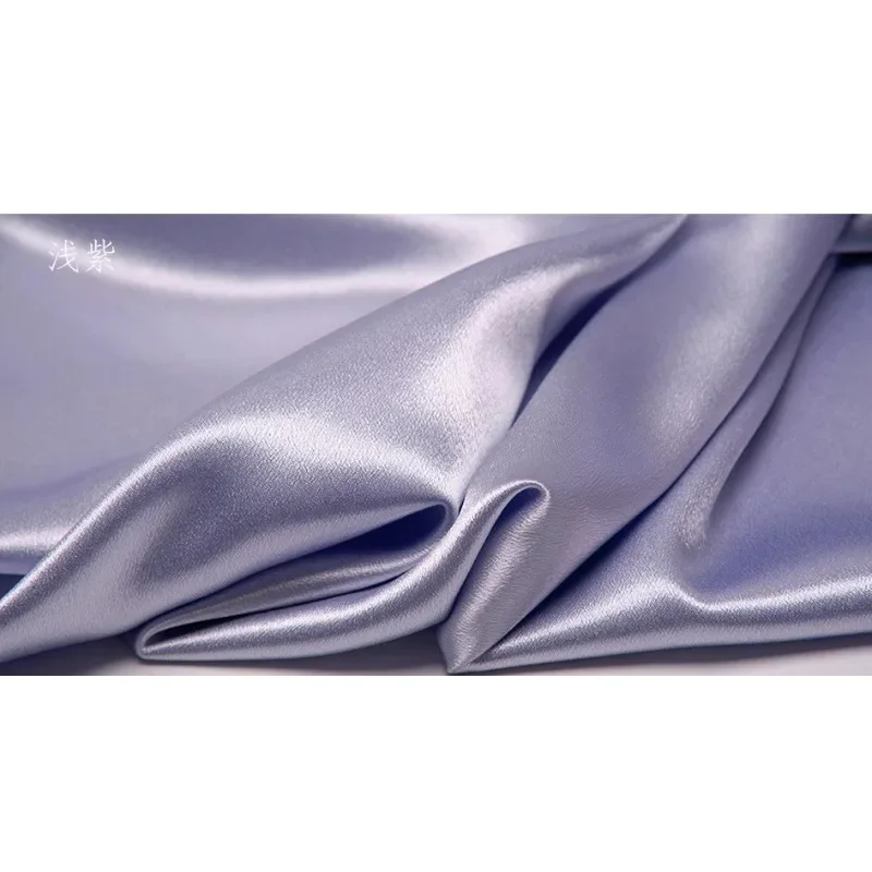 High Density Crystal Satin Fabric By The Meter for Needlework Dress Cheongsam Coat Skirt Diy Sewing Cloth Smooth Soft Plain Blue