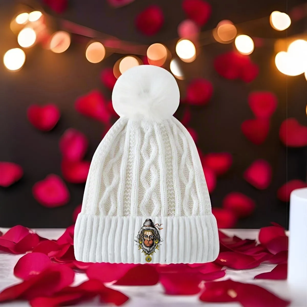 

Hanuman New Unisex Pom Knit — многоцветная зимняя шапка W с индивидуальным принтом для мужчин и женщин