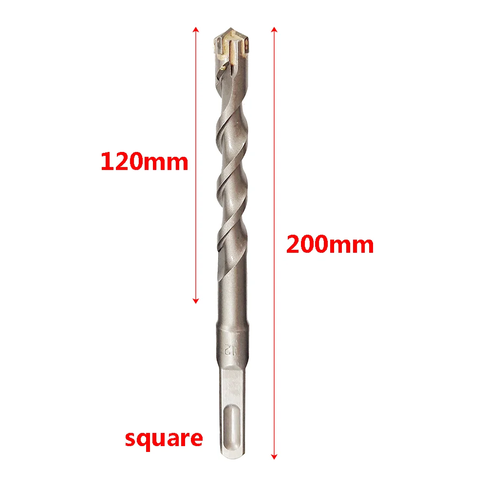 Broca cruzada de 200mm, broca de martillo rotativo, broca para hormigón, vástago cuadrado de 6-25mm Para perforación de pared y piedra