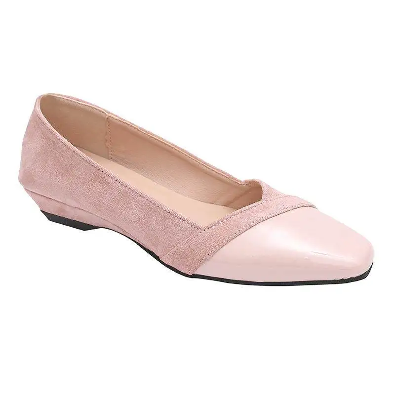 Designer de luxe printemps femmes banlieue chaussures à talons bas épissure concise bout carré sans lacet chaussures dames Eelgant robe de soirée chaussures