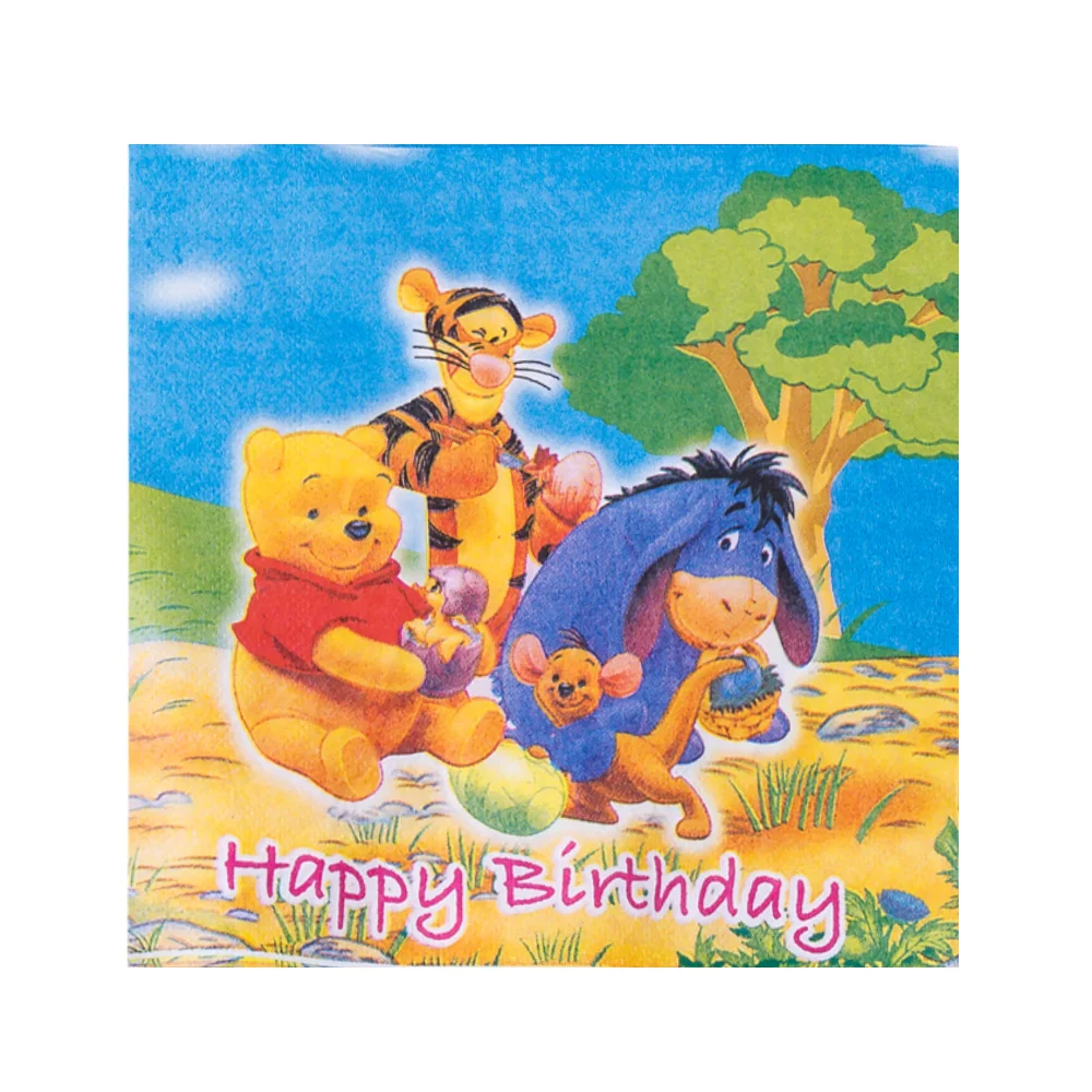 20pcs/Pack Disney Winnie the Pooh Napkins Birthday Party Accessories Tissues Paper Towel Pooh Bear Outdoor Activity Tableware