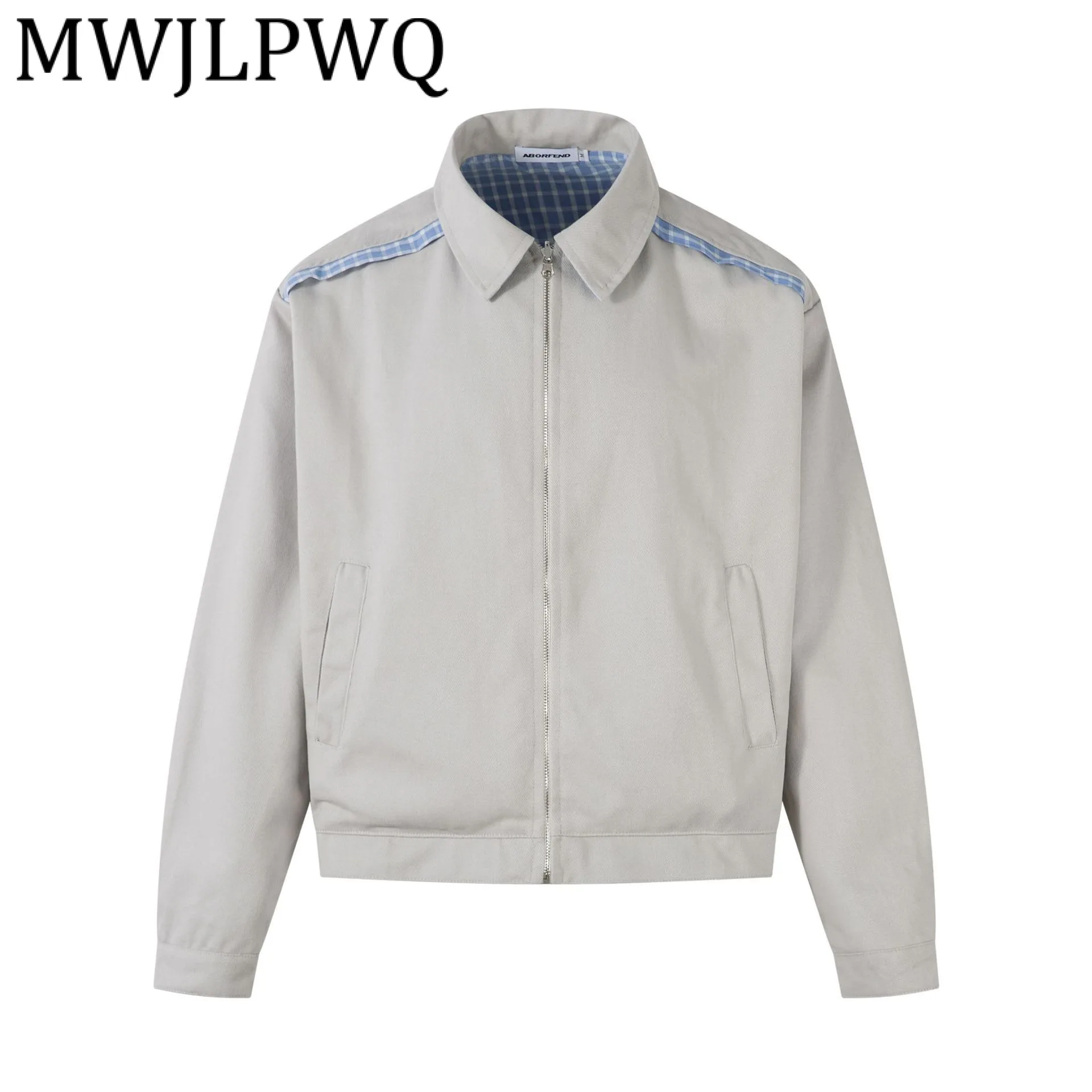 

MWJLPWQ модная осень 2022, новая двусторонняя мужская куртка в американском стиле, простое клетчатое универсальное повседневное пальто с лацканами и длинными рукавами 21614