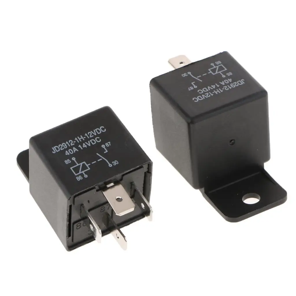 2Pcs Car Motor Automotive DC 12V 40A 40 AMP SPST Relay 4 Pin 4 P Heavy Duty