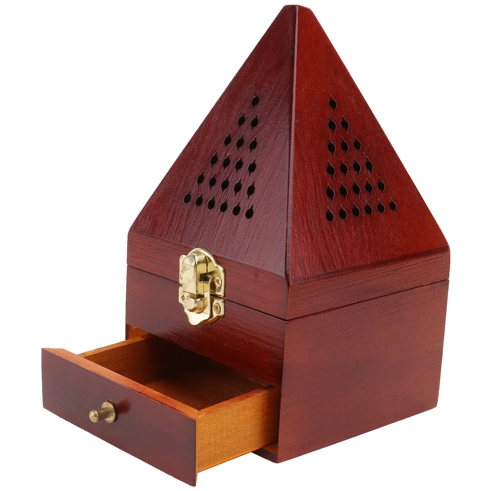 

1Pcs Wooden Incense Burner Aromatherapy Box Dark Red Vintage Home Decor Desktop Censer Craft for Meditation Yoga Study