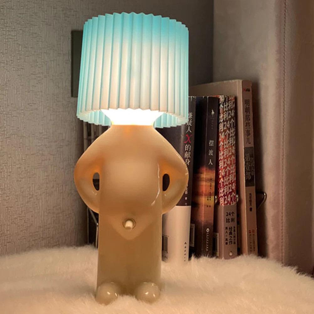 Creative Table Lamp Claeted Naughty Boy Unique LED Pleats Reading Lighting Bedroom Bedside Night Light Children's Gift Lamp