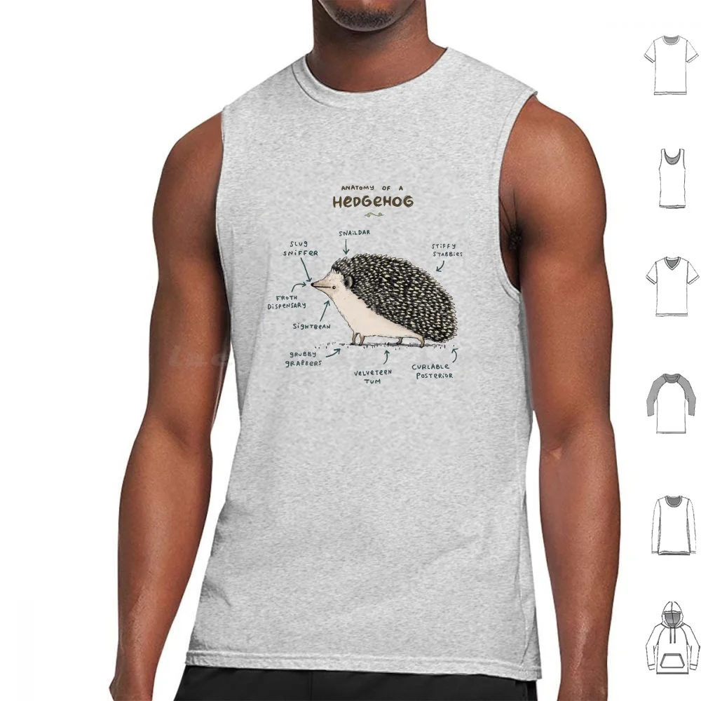 Anatomy Of A Hedgehog Tank Tops Vest Sleeveless Anatomy Hedgehog Hedge Hog Hedgepig Pig Spikes Spines Quill British Wildlife