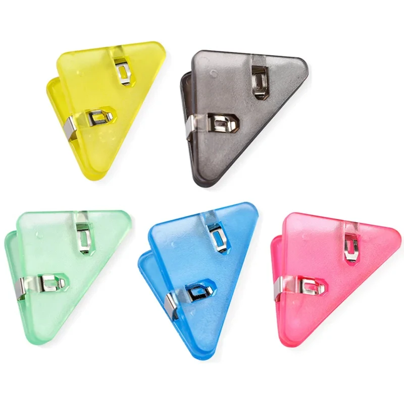 10Pcs Colorful Transparent Triangular Folder Book Paper Corner Binder Clip for Desk Shelf Office Stationery Desktop Organizer - view 6