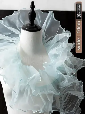 1 야드 10CM 와이드 Organza Pleated Tulle 레이스 원단 드리 워진 트림 파티 웨딩 드레스 프릴 커프스 재봉 재료 아프리카 Best5