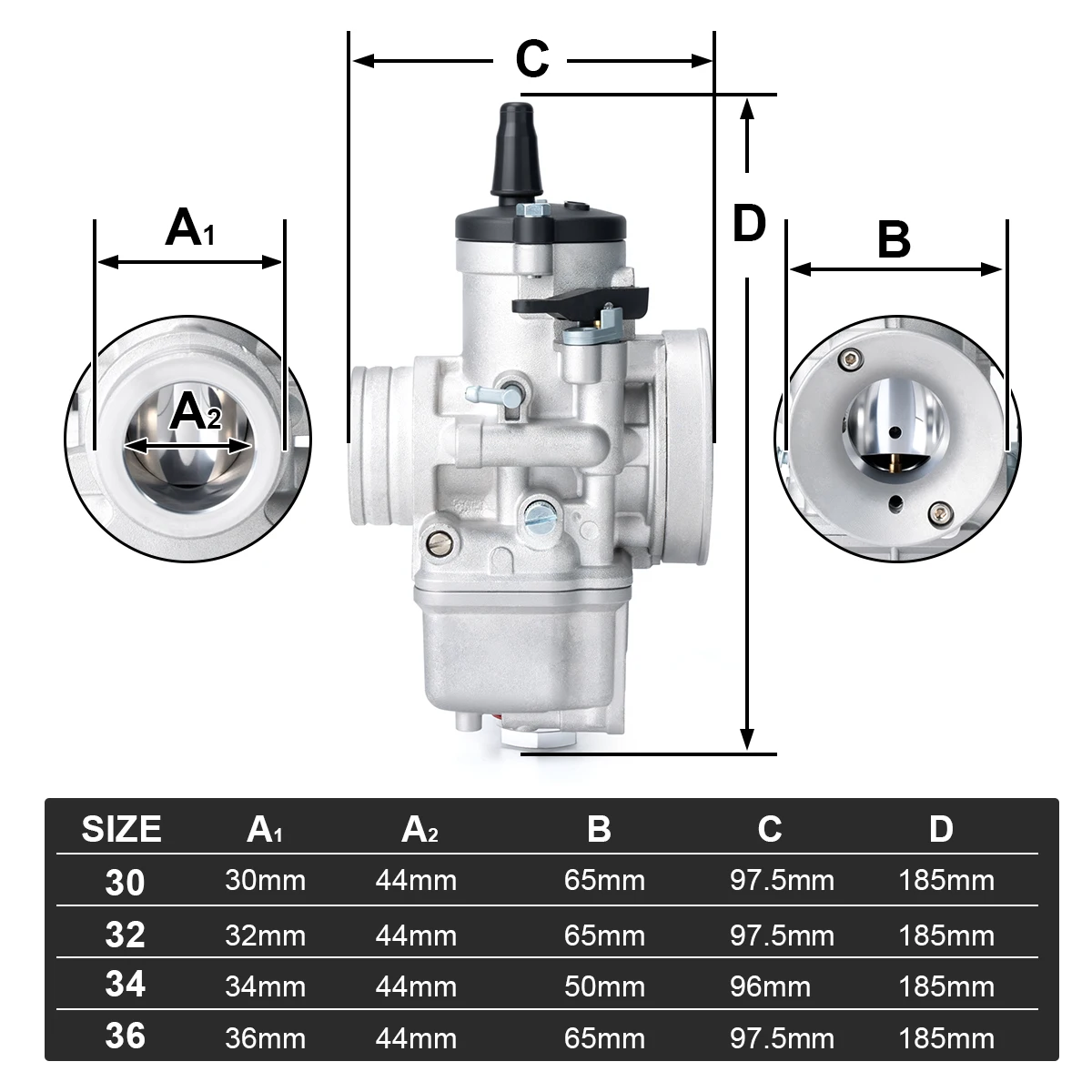 Alconstar Dellorto Motorcycle Carburettors PHBE 30mm 32mm 34mm 36mm