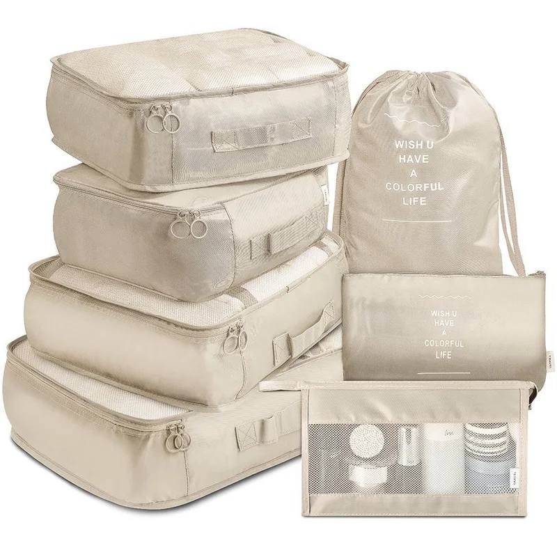 

New 7-piece Set Travel Bag Organizer Clothes Luggage Travel Organizer Blanket Shoes Organizers Bag Suitcase Pouch Packing Cubes