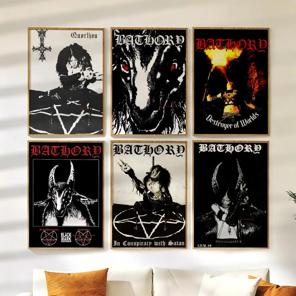 B-Bathory Quorthon Poster Wall Stickers HD Painting Self Adhesive Art Decals for Bedroom Living Room Home Decor
