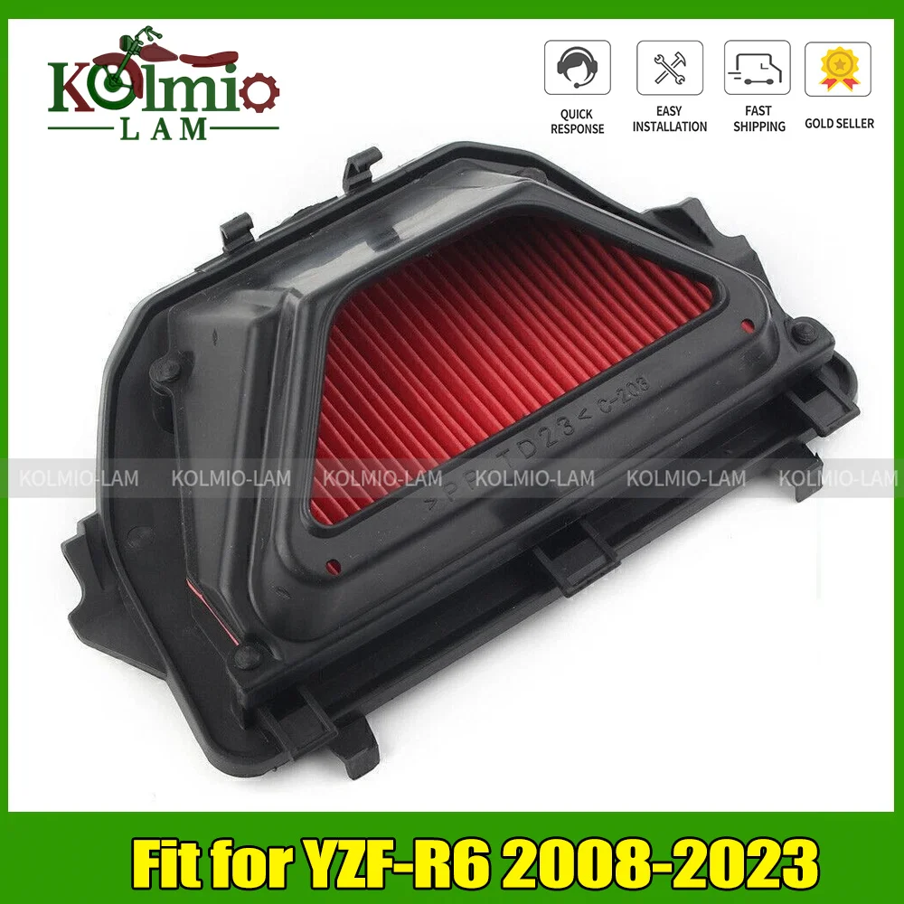 Fit for 2008 - 2023 Yamaha YZF-R6 Motorcycle Air Filter Cleaner Intake YZF R6 2022 2021 2020 2016 2017 2018 2010 2009 2015 2013