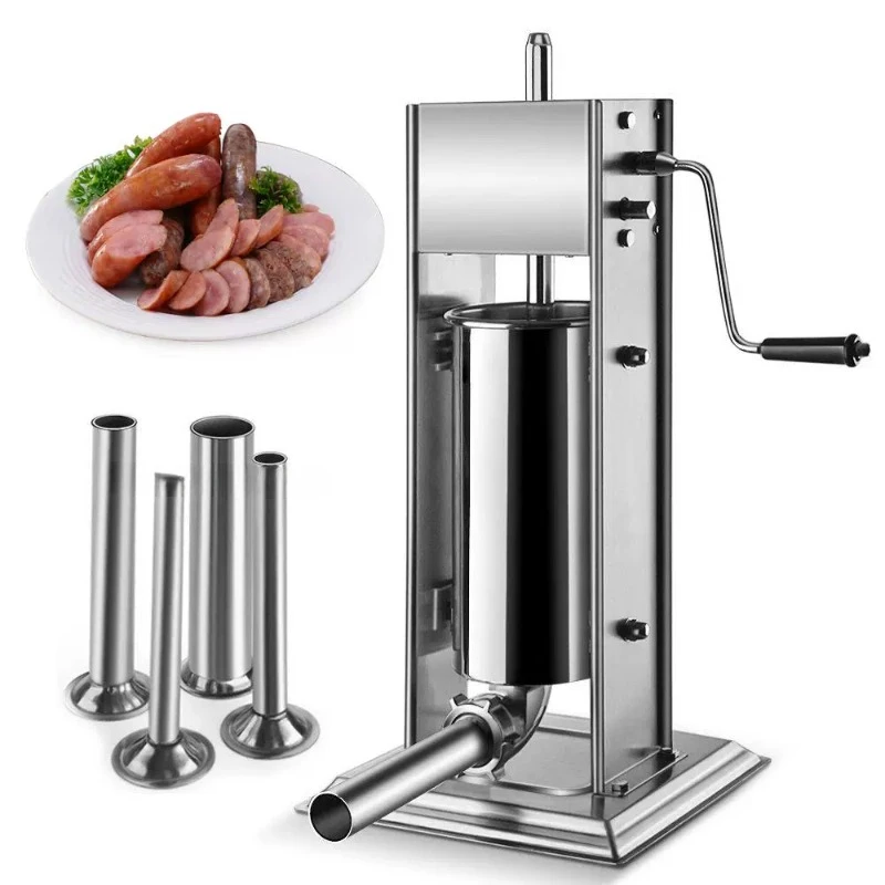 Household vertical sausage dispenser, manual sausage dispenser, stainless steel hand operated sausage dispenser