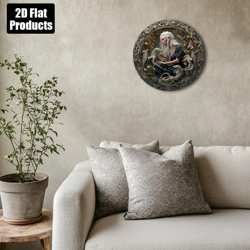 ** لافتة ألومنيوم على شكل حياة المزرعة - لوحة فنية جدارية معدنية مستديرة مقاس 8 × 8 بوصة لمكتب البار والمقهى المنزلي، هدية عطلة ريفية **