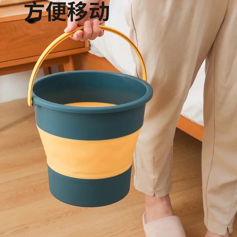 5/10L Portable Folding Bucket Car Wash Water Storage Container Multifunctional Thickened Silicone Water Bucket Outdoor Supplies