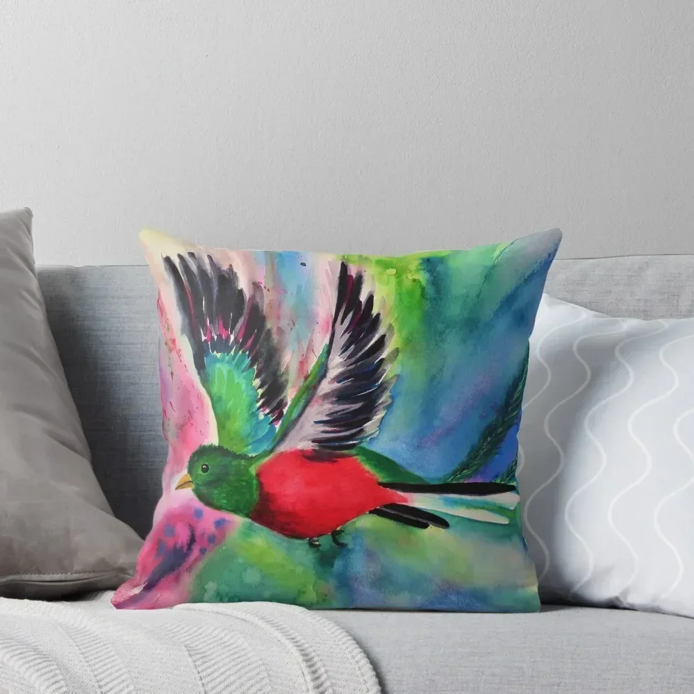 

Flying Quetzal Watercolor Painting Throw Pillow Sofa Cushions Cushions For Children Pillow Cases ornamental pillows pillow