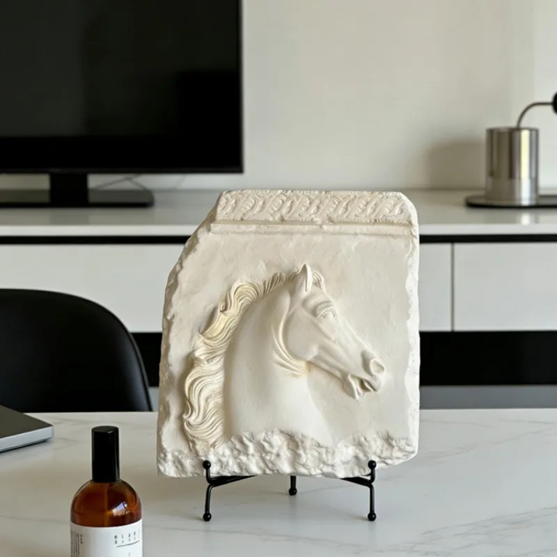Medieval style Ancient Roman Greek relief horse head sculpture ornament Home living room porch Niche art decoration display