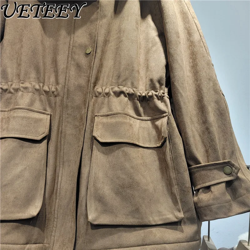 

Женская хлопковая куртка с утолщенной талией в европейском стиле, новая зимняя свободная утолщенная замшевая парка средней длины, пальто