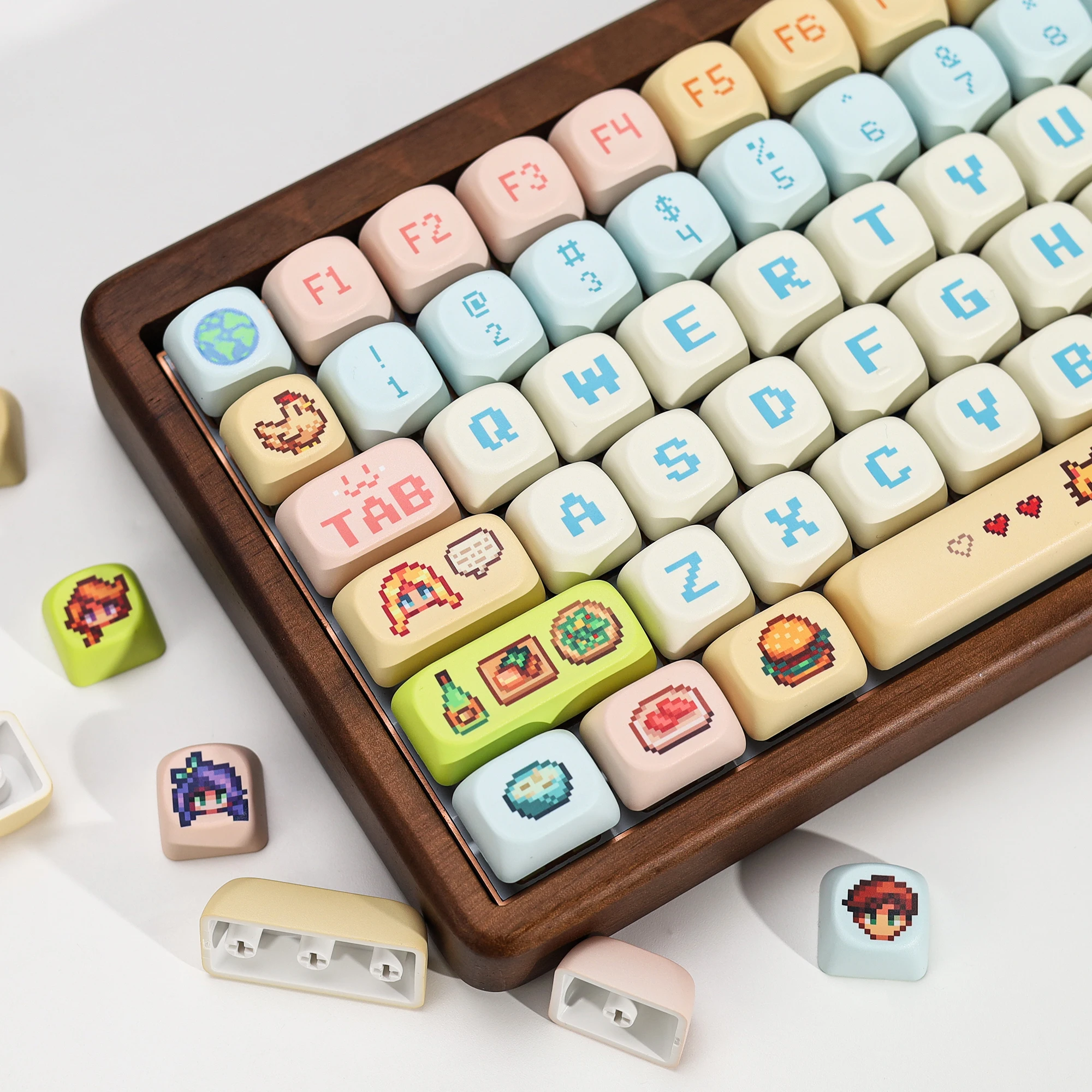 KBDiy Stardew Valley Themen-Keycaps Niedliche Anime Retro PBT KOA MOA Profil Alice ISO Tastenkappen Maßanfertigung für 60% Gamer Mechanische Tastatur – Detail 21